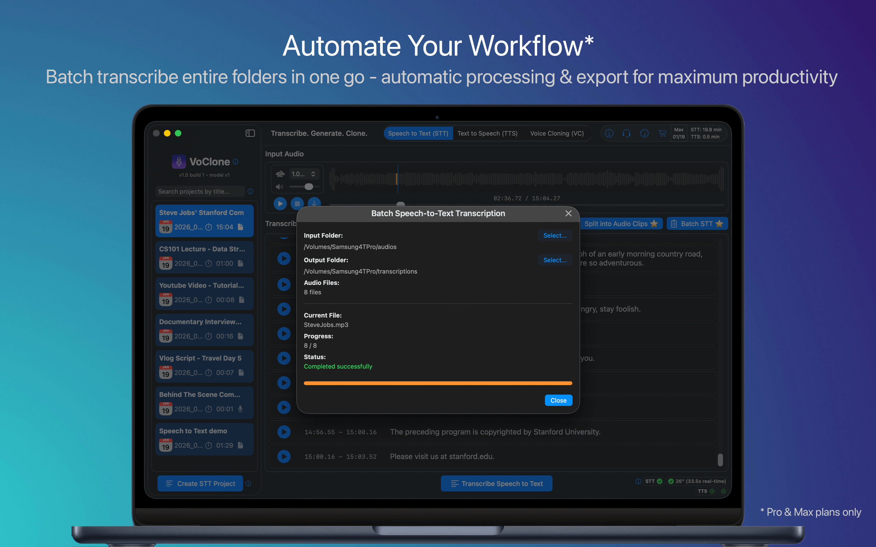 Speech-to-Text Batch Processing